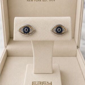 Effy 925 Sterling silver diamond sapphire earring